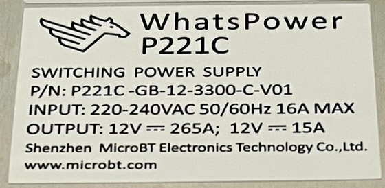 Alimentatore Whatspower P221C per Whatsminer M30s M31s M32