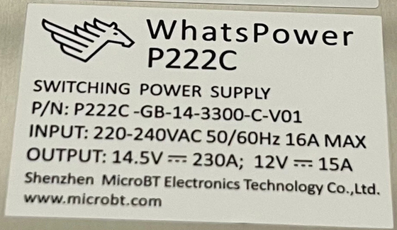 Alimentatore Whatspower P222C per Whatsminer M30s M31s M32